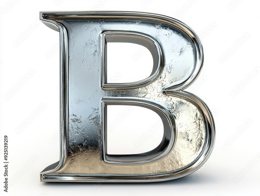 Metallic letter B, silver, isolated, 3D rendering Metallic letter B, silver, isolated, 3D rendering