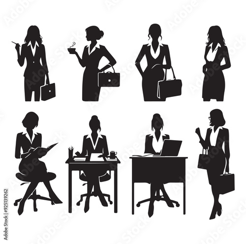 Secretary silhouette vector illustration set