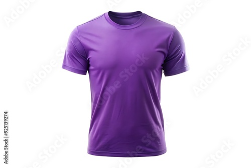 Violet T-shirt template men isolated on white. Tee Shirt blank as design mockup. Front view photo