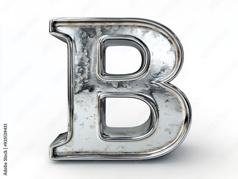 A silver metallic 3D-rendered letter A silver metallic 3D-rendered letter