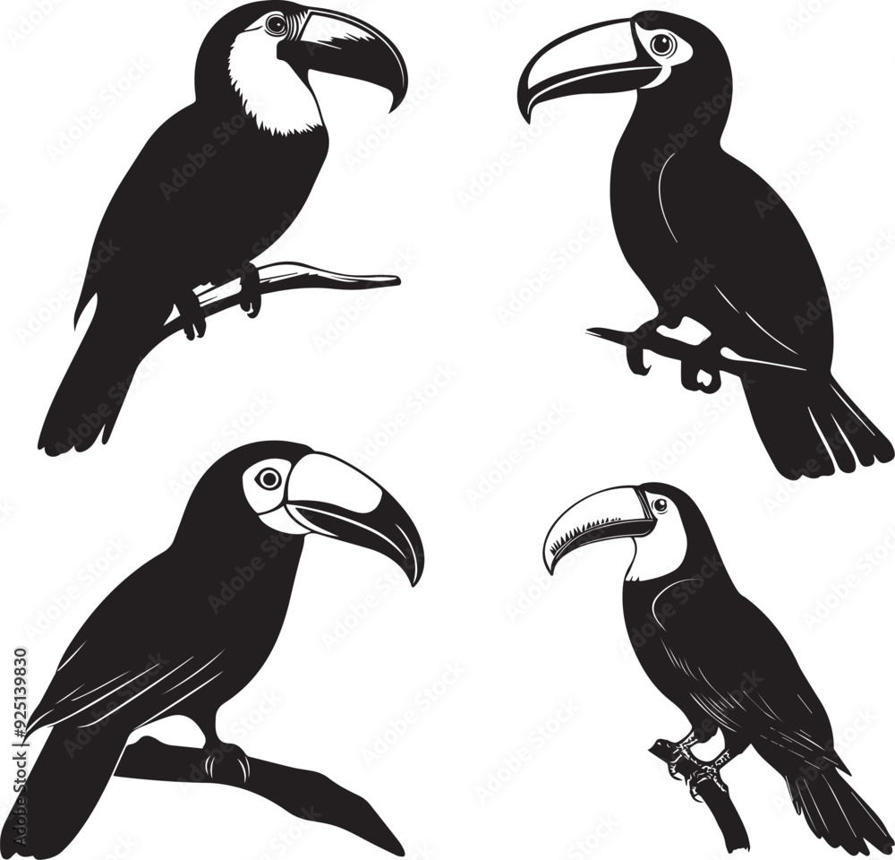 Fototapeta premium Toucan Birds silhouette vector