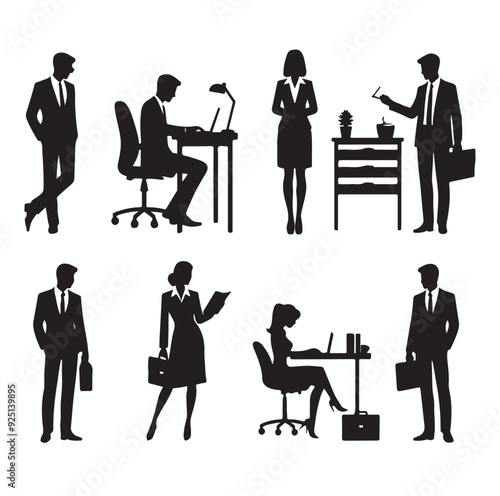 Secretary silhouette vector illustration set