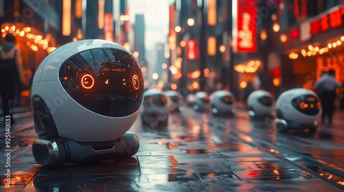 Fototapeta Naklejka Na Ścianę i Meble -  Futuristic city with robots - generative ai