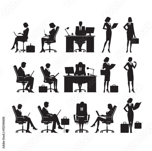 Secretary silhouette vector illustration set