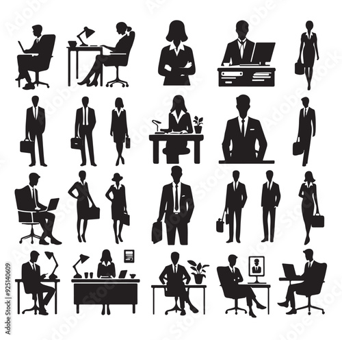 Secretary silhouette vector illustration set