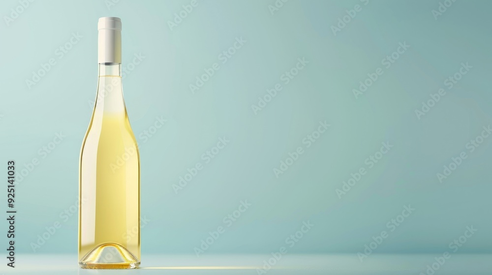 A bottle of wine with a gold label on the neck A bottle of wine with a gold label on the neck