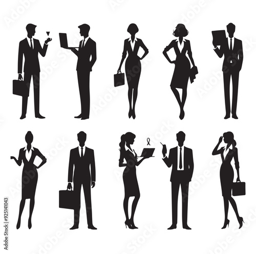 Secretary silhouette vector illustration set