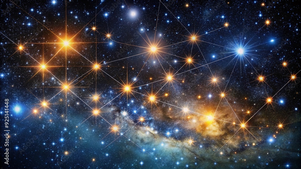 Vibrant stars and celestial bodies illuminate the inky blackness of space, forming a breathtaking constellation that twinkles like diamonds against the dark cosmic canvas. Vibrant stars and celestial bodies illuminate the inky blackness of space, forming a breathtaking constellation that twinkles like diamonds against the dark cosmic canvas.