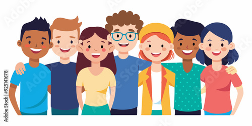 Happy friends. A company of young joyful people on a white background. Friendship and unity concept
