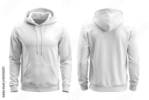 Blank white sweatshirt mockup set, front and back side view.