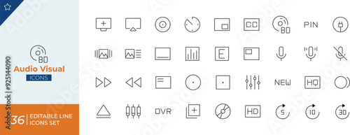 Audio Visual icons set - stock illustration