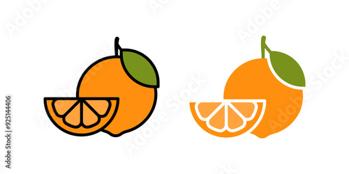 Orange icon set. Orange Fruit sign. for mobile concept and web design. vector illustration on white background
