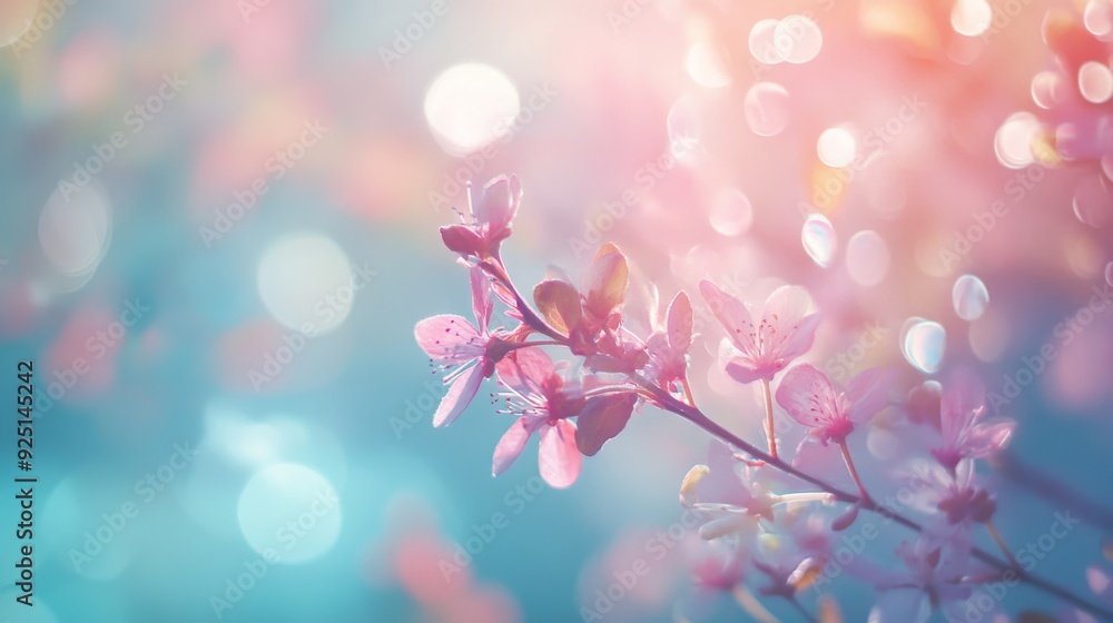 A close-up of spring flowers in pastel tones, basking in sunlight with a gentle bokeh background A close-up of spring flowers in pastel tones, basking in sunlight with a gentle bokeh background