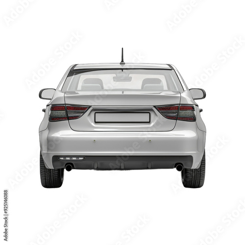 Modern car back view isolated on transparent background cutout PNG