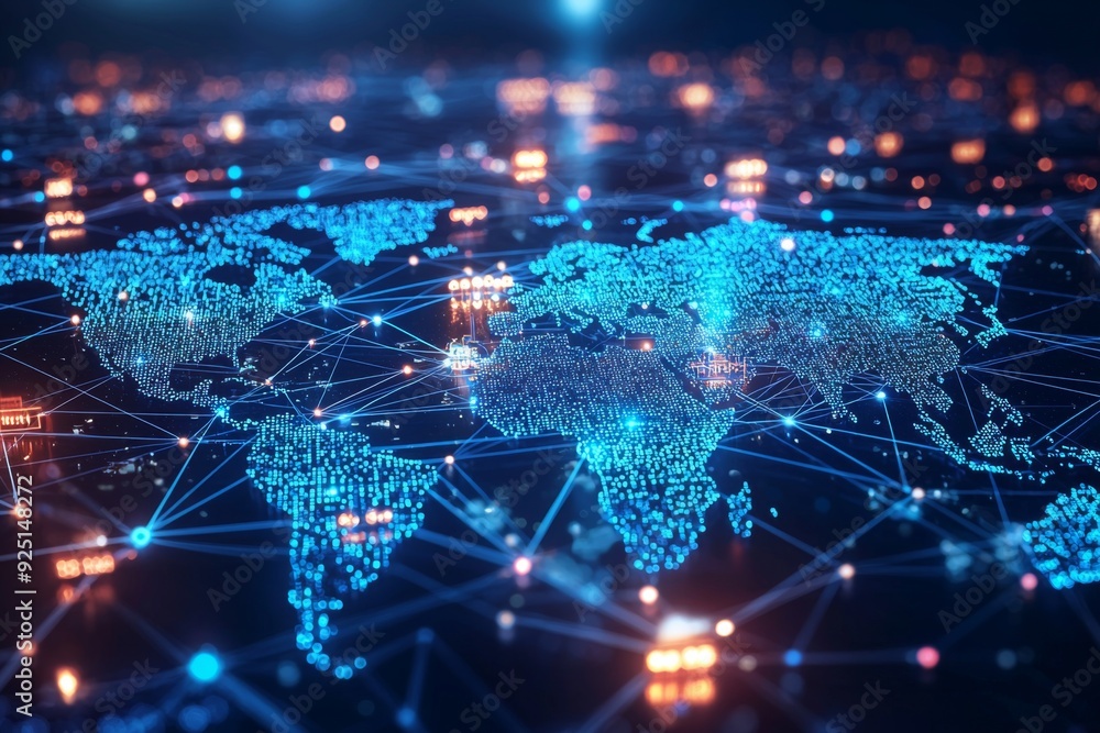 Global Digital Business Network Connection Illustration created with Generative AI Global Digital Business Network Connection Illustration created with Generative AI