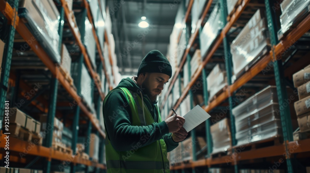 The warehouse worker checking inventory The warehouse worker checking inventory
