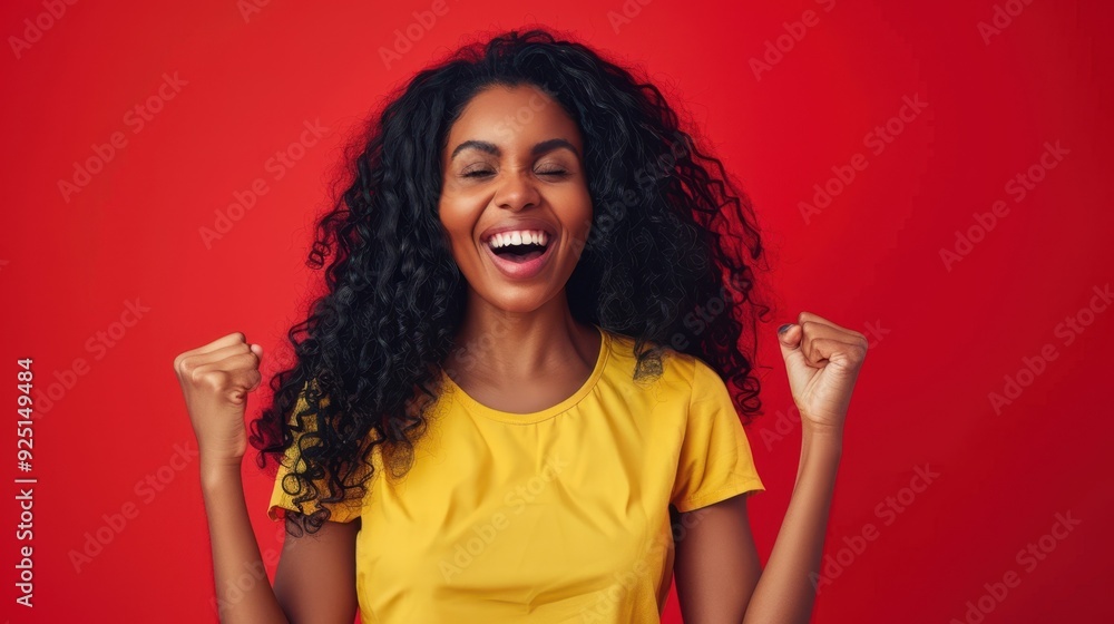The happy cheering woman The happy cheering woman