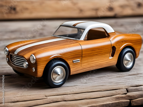 Crafted wooden toy car with smooth edges