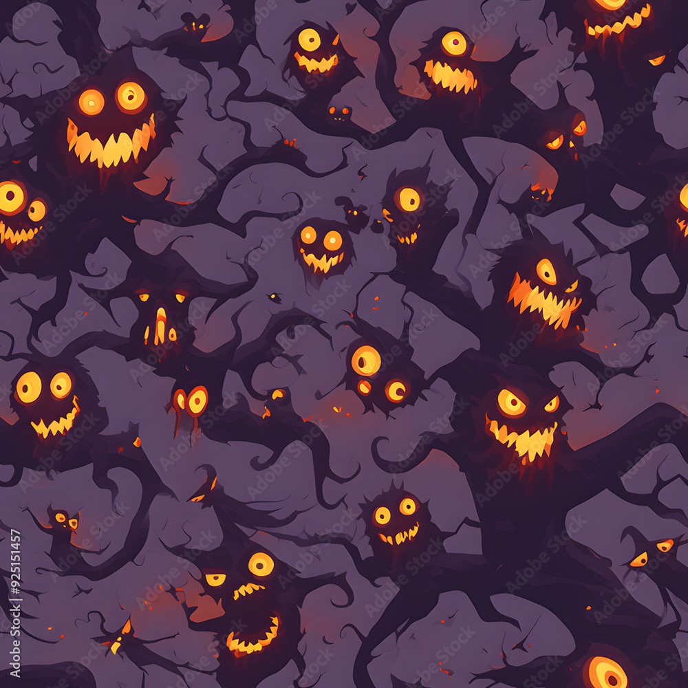 Halloween scary tree cartoon seamless pattern background. Halloween scary tree cartoon seamless pattern background.