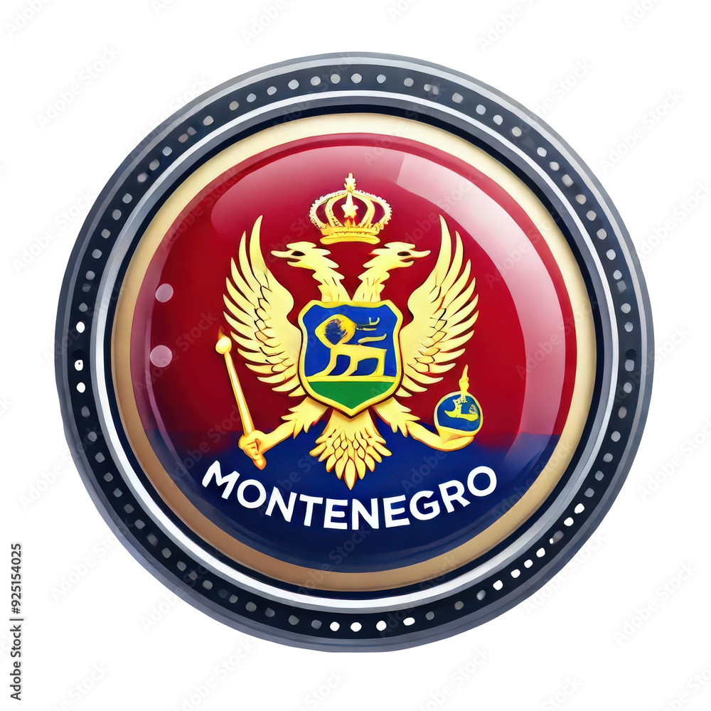 Obraz premium Button design featuring Montenegro's flag and coat of arms