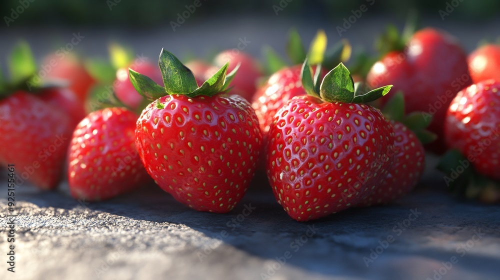 High Angle View Of Strawberries In Crate High Angle View Of Strawberries In Crate