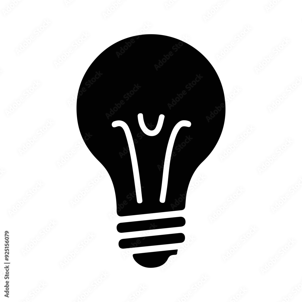 Simple Light Bulb Silhouette Vector Icon for Business Concepts Simple Light Bulb Silhouette Vector Icon for Business Concepts