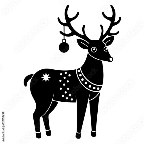  Deer in new years style with new year toys vector illustration photo