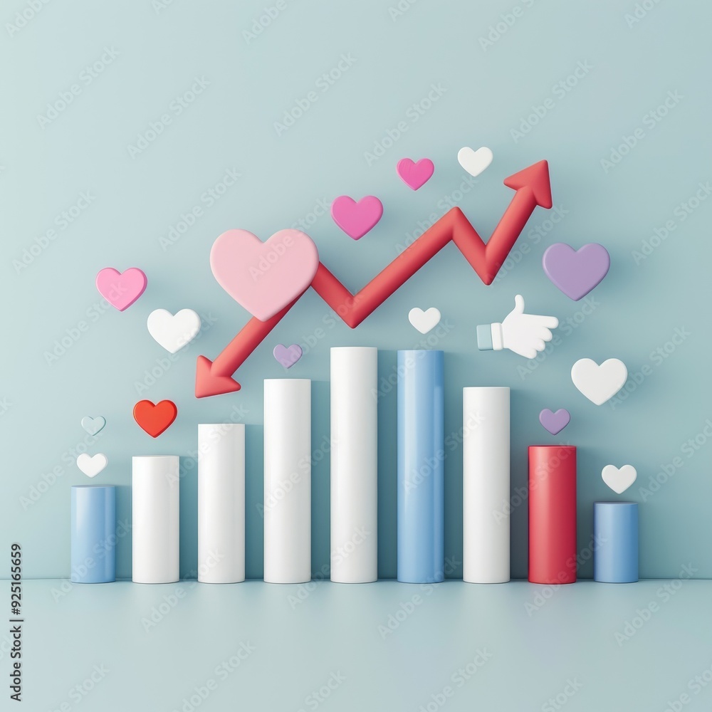 A red arrow pointing upwards is on top of a graph with a cloud in the background A red arrow pointing upwards is on top of a graph with a cloud in the background