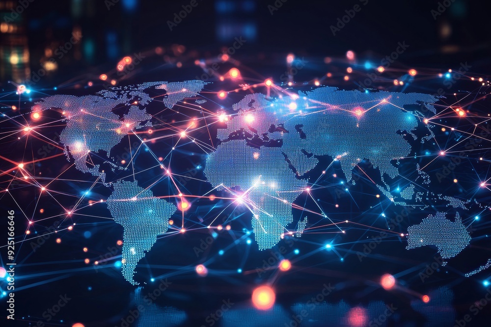 Global Digital Business Network Connection Illustration created with Generative AI Global Digital Business Network Connection Illustration created with Generative AI