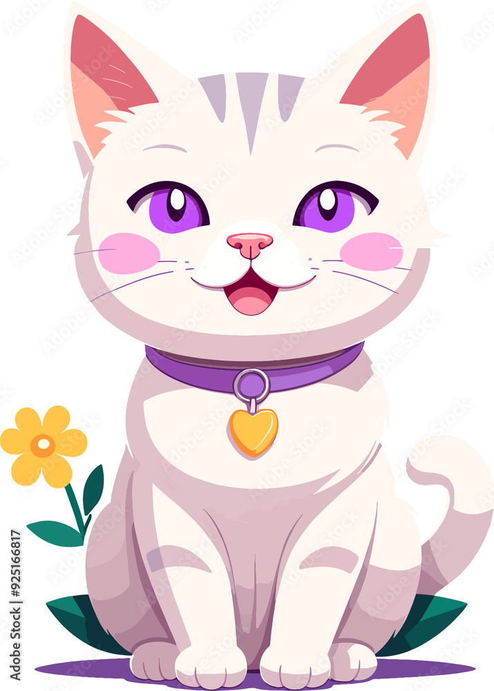 Cartoon cat with purple eyes Cartoon cat with purple eyes