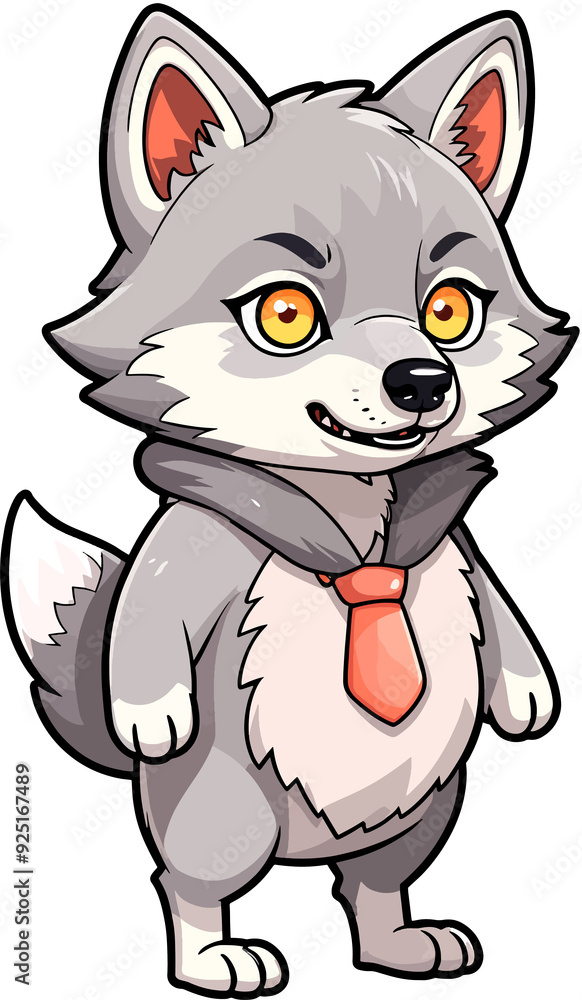 Animated grey wolf wearing a red tie Animated grey wolf wearing a red tie