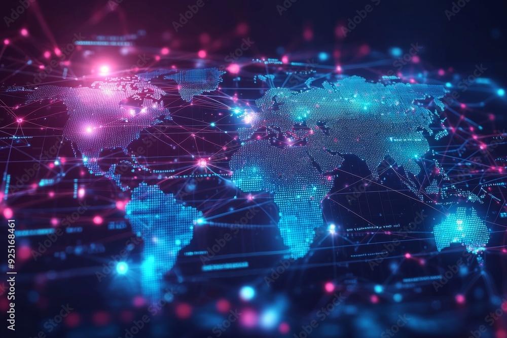 Global Digital Business Network Connection Illustration created with Generative AI Global Digital Business Network Connection Illustration created with Generative AI