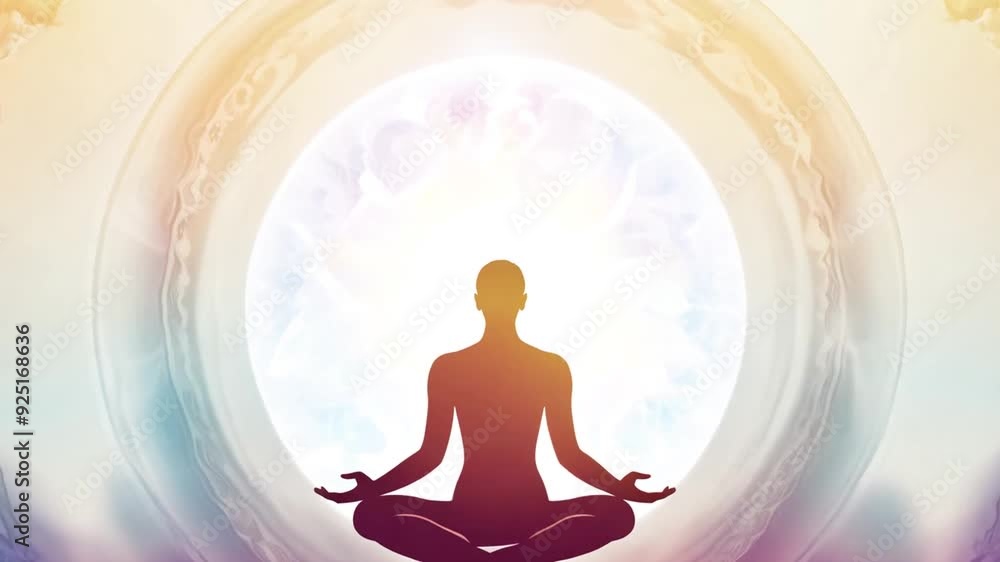 Meditation and Enlightenment Illustration With Chakra Colors Generative AI Meditation and Enlightenment Illustration With Chakra Colors Generative AI