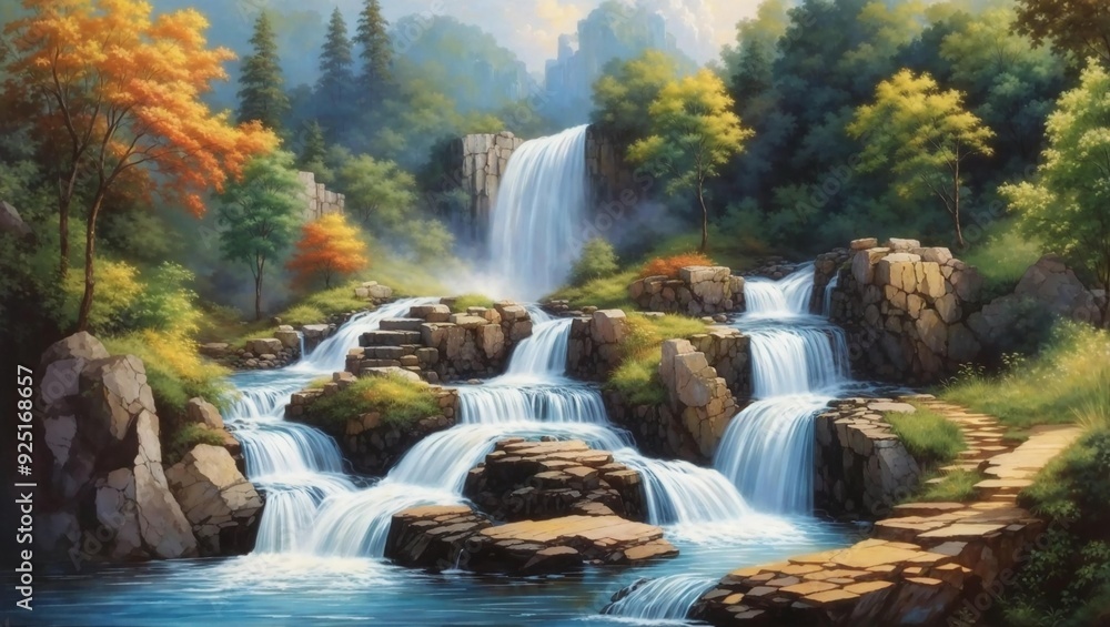 Waterfall in a Green Valley Waterfall in a Green Valley