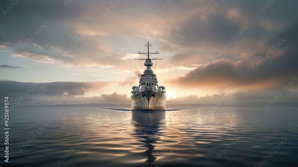 A large ship is sailing in the ocean A large ship is sailing in the ocean