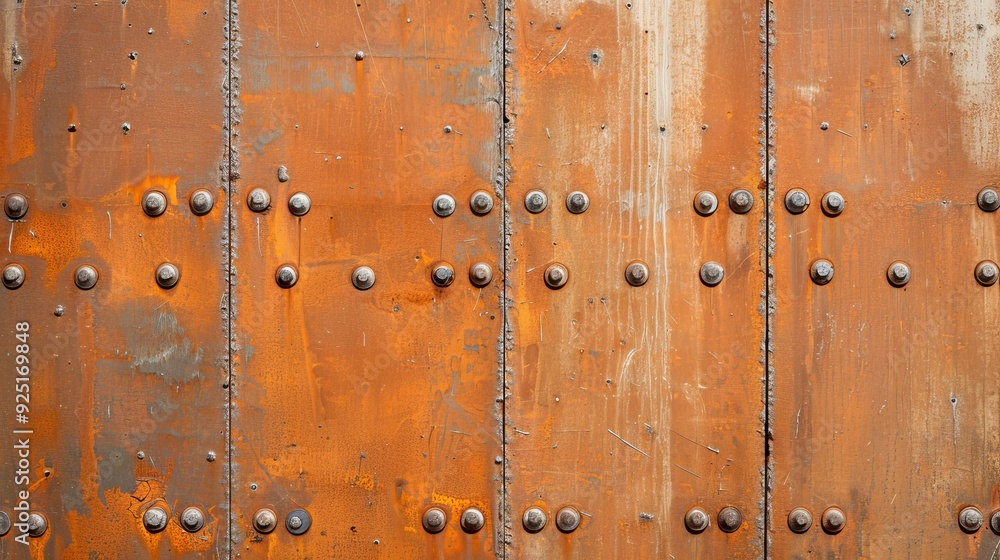 Fototapeta premium The image is of a rusted metal surface with many holes and dents