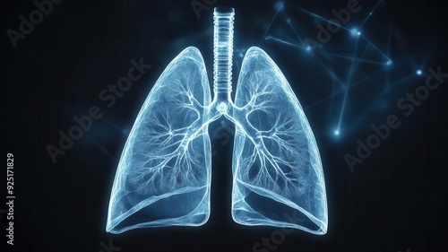 Medical scan showing lungs with fluid accumulation, pleural effusion symptom, Lung Cancer Indicator, Diagnostic imaging photo