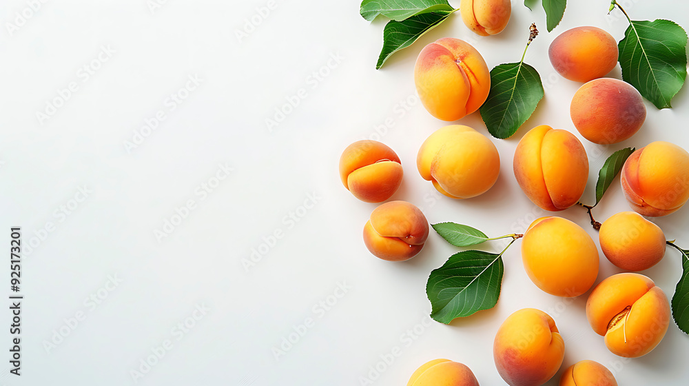 Ripe Apricots Arrayed on a Crisp White Surface Ripe Apricots Arrayed on a Crisp White Surface