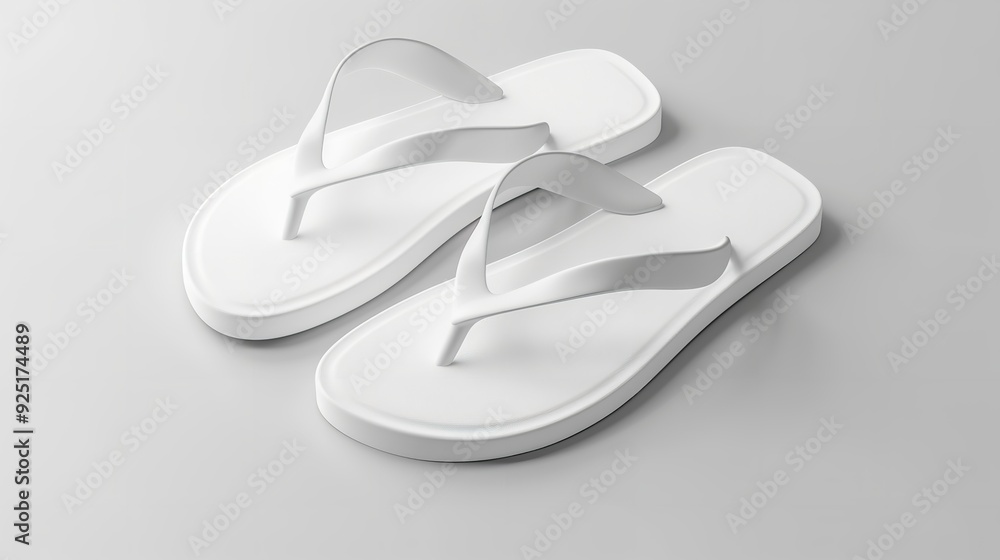 A set of white beach slippers without any design, mockup, clipping path, and 3D illustration. Simple flip flops at home mock up template. lucid display of bath shoes, Generative AI. A set of white beach slippers without any design, mockup, clipping path, and 3D illustration. Simple flip flops at home mock up template. lucid display of bath shoes, Generative AI.
