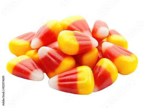 Colorful candy corn pile perfect for Halloween celebrations, decorations, and sweet treats for festive occasions. photo