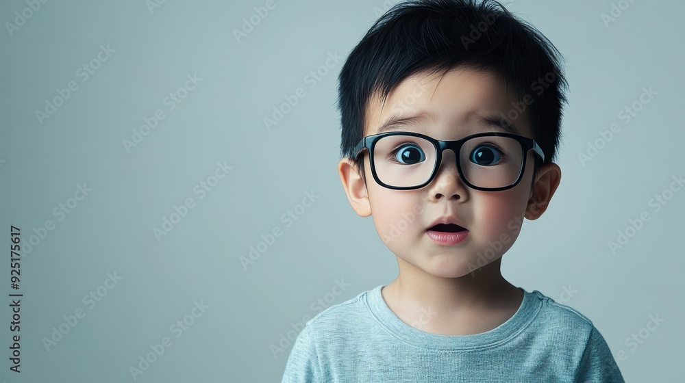 Surprised boy with round glasses and open mouth, expressing shock or astonishment, isolated on white. Surprised boy with round glasses and open mouth, expressing shock or astonishment, isolated on white.