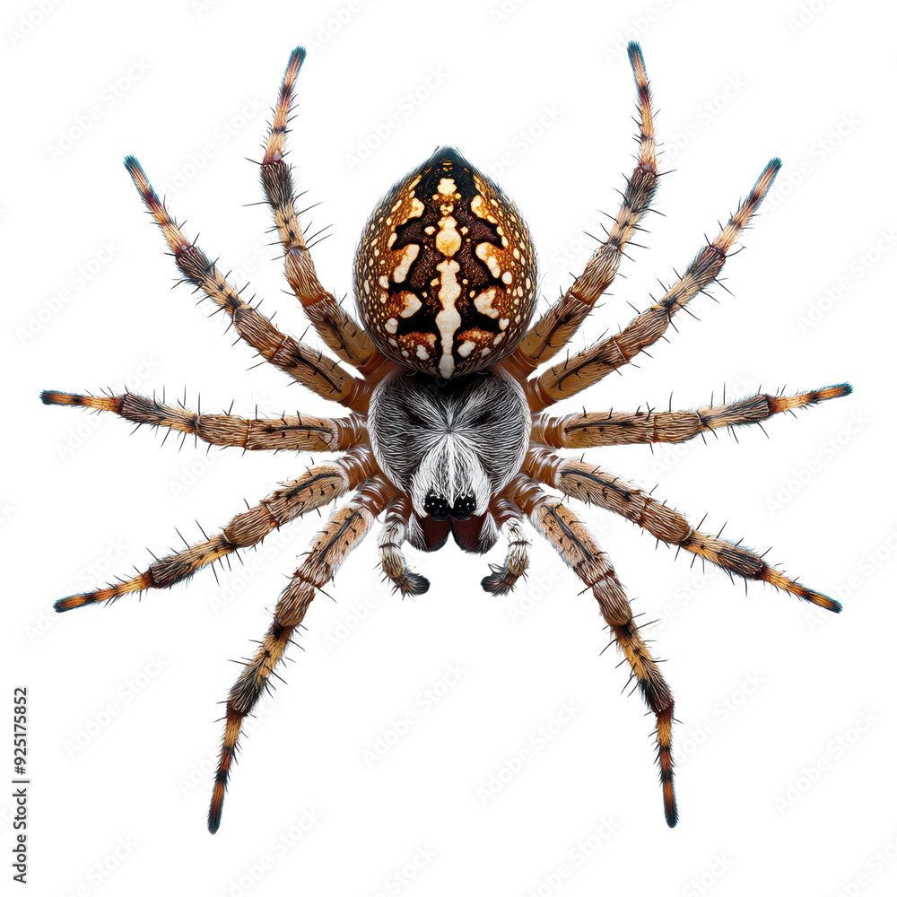 Close-up view of a detailed spider showcasing its unique patterns and features, perfect for nature and wildlife photography. Close-up view of a detailed spider showcasing its unique patterns and features, perfect for nature and wildlife photography.