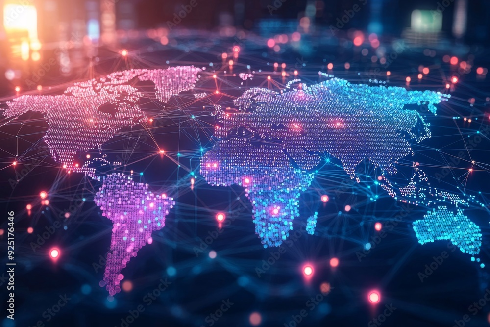 Fototapeta premium Global Digital Business Network Connection Illustration created with Generative AI
