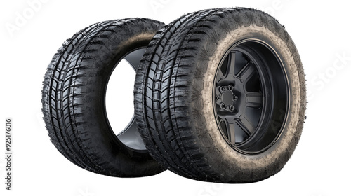 Winter tires on transparent background