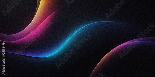 black color gradient background blurred neon color flow, grainy texture effect, futuristic banner design