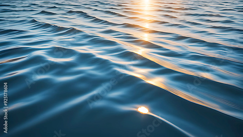 Water wave pattern in color ,the water surface in the river ripples, waves   in the sunlight during sunset