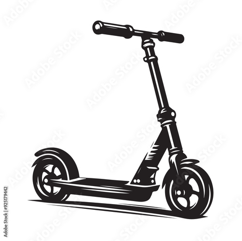 Two wheeled Kick scooter with Raider silhouette vector illustration