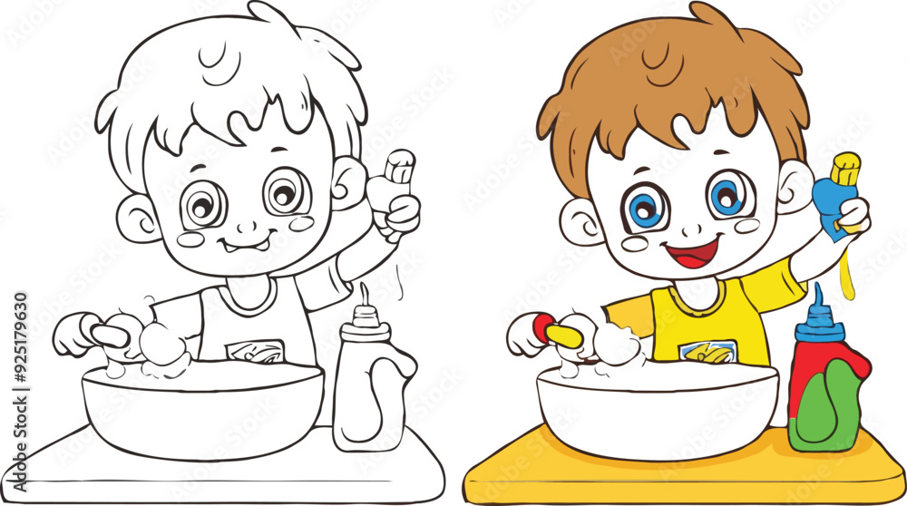 coloring page simple drawing of cartoon character in the cake shop, coloring book coloring page simple drawing of cartoon character in the cake shop, coloring book