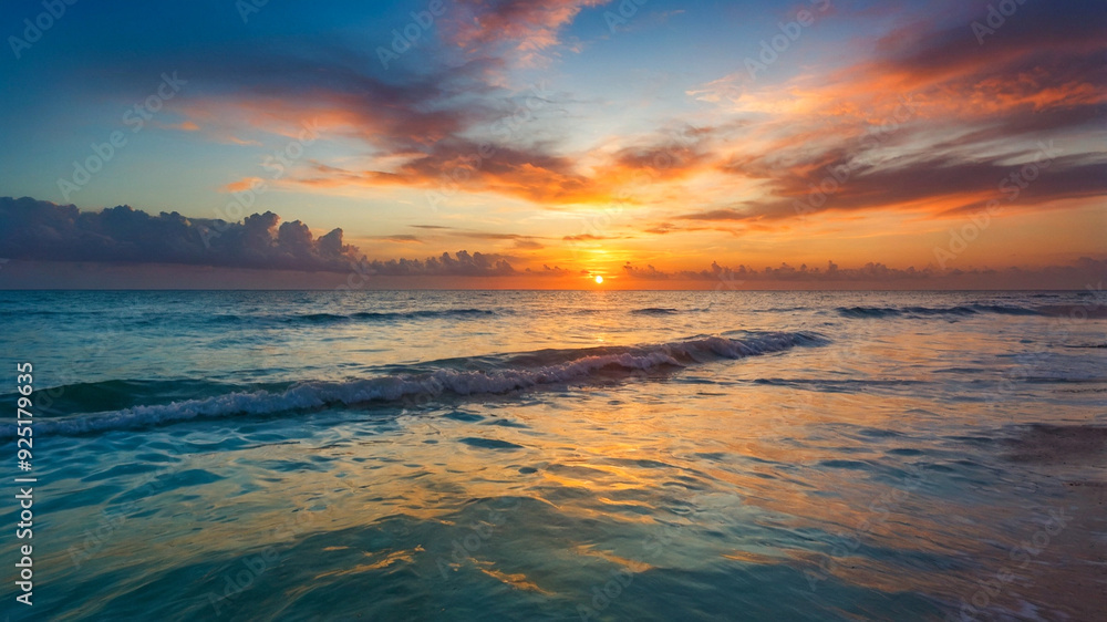 Vibrant sunrise over the ocean 