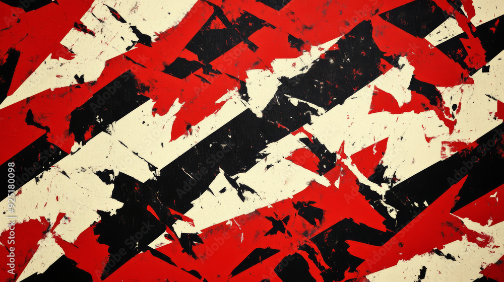 red and white pattern, with dense fragments of torn paper red and white pattern, with dense fragments of torn paper